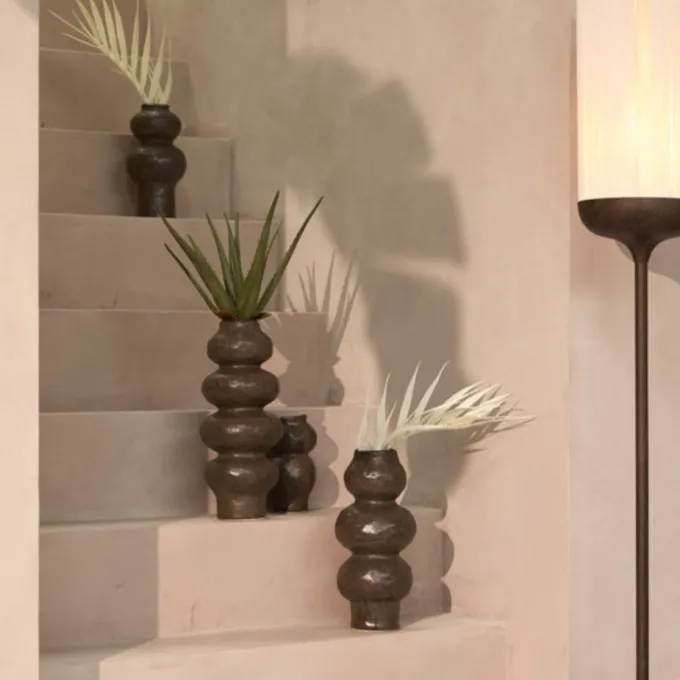 Light en Living Vaas deco Ø15,5x37,5 cm ROGANO keramiek donker bruin