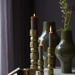 Light en Living Vaas deco Ø27x49 cm SINDO glanzend donker olijf groen+zwart