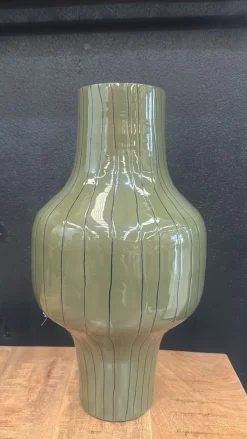 Light en Living Vaas deco Ø27x49 cm SINDO glanzend donker olijf groen+zwart