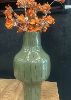 Light en Living Vaas deco Ø27x49 cm SINDO glanzend donker olijf groen+zwart