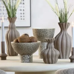 Light en Living Vaas deco Ø17x26 cm SILVIO keramiek mat bruin