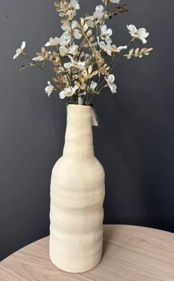 Light en Living Vaas deco Ø14,5x42 cm SESTO keramiek mat crème