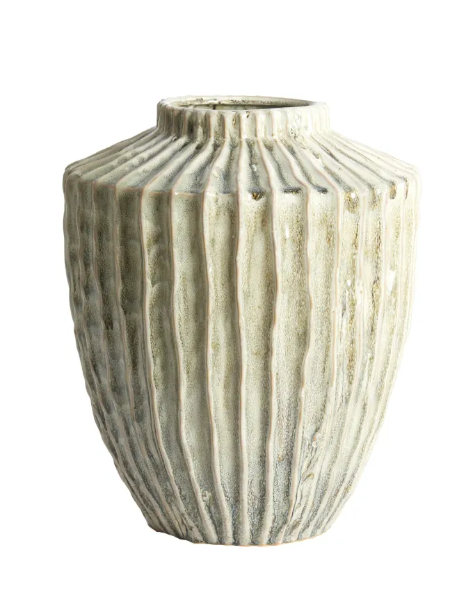 Light en Living Vaas deco Ø32X40 cm TALEA keramiek olijfgroen-creme
