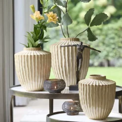 Light en Living Vaas deco Ø32X40 cm TALEA keramiek zand-beige