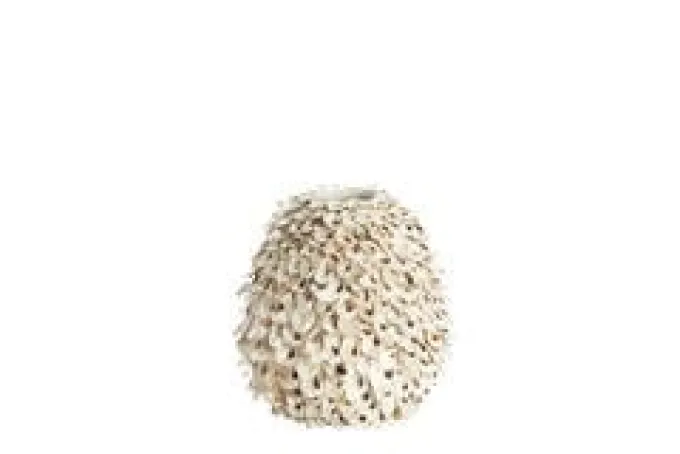 Light en Living Vaas deco Ø26x27 cm UBATE bamboe+schelp crème+bruin