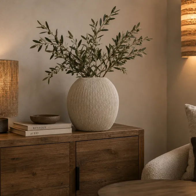 Light en Living Vaas deco 30x13x31,5 cm BUBIO crème