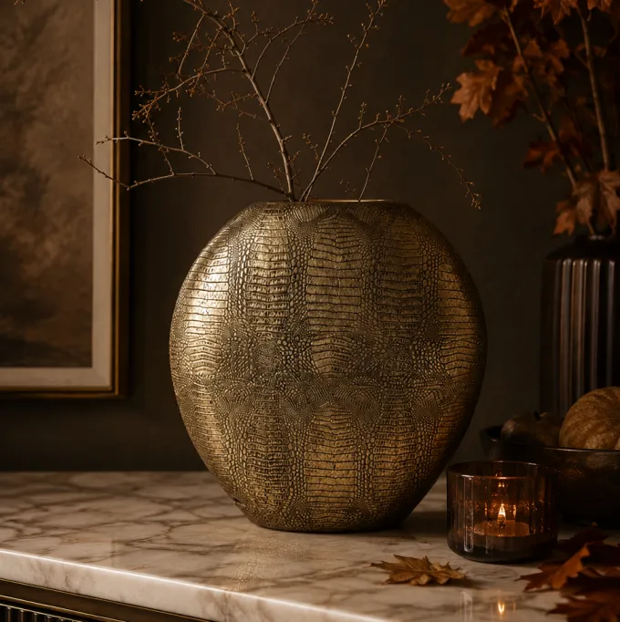 Light en Living Vaas deco 50x15x50 cm SKELD antiek brons