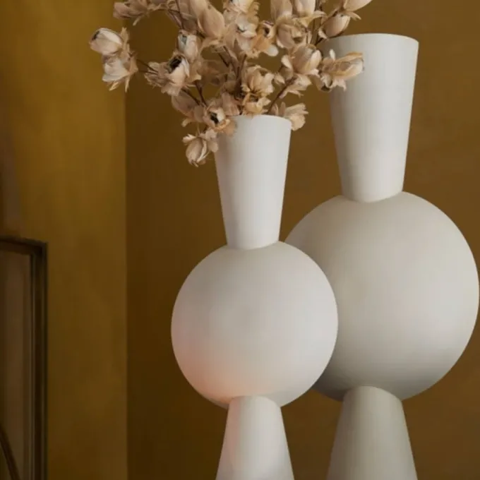 Light en Living Vaas deco 31x20x60 cm KAVANDU licht crème