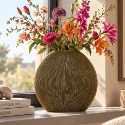 Light en Living Vaas deco 50x15x50 cm BUBIO antiek brons