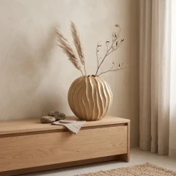 Light en Living Vaas deco 41x20x42 cm PODURI keramiek licht bruin