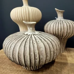Light en Living Vaas deco 31x29,5x25,5 cm NEVANO mat donkerbruin + creme