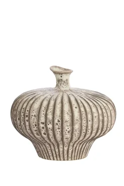 Light en Living Vaas deco 31x29,5x25,5 cm NEVANO mat donkerbruin + creme