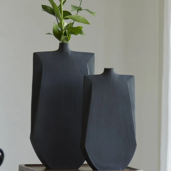 Light en Living Vaas deco 21x7,5x41 cm MAKAHA mat zwart