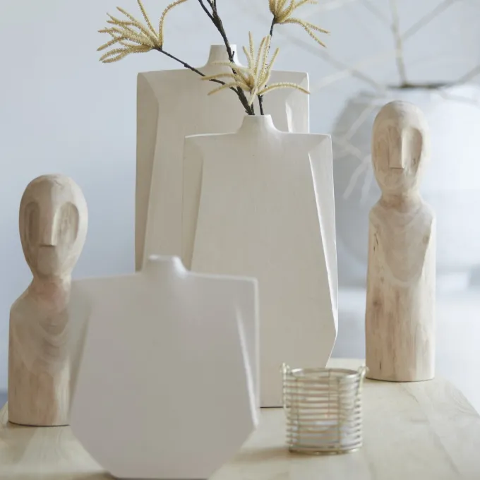 Light en Living Vaas deco 21x7,5x41 cm MAKAHA crème