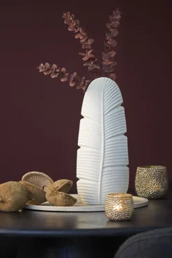 Light en Living Vaas Deco 16X10X38,5 cm LOU keramiek mat creme
