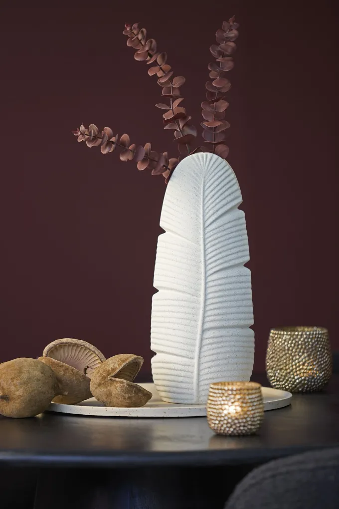 Light en Living Vaas Deco 16X10X38,5 cm LOU keramiek mat creme