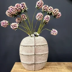 Light en Living Vaas deco 32x16x36 cm MANTU keramiek mat donkerbruin+roze