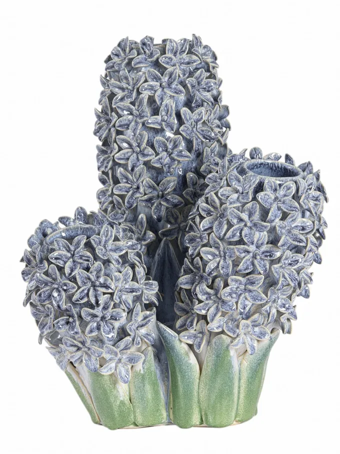 Light en Living Vaas deco 35,5x32x41 cm FLOWER keramiek blauw+groen