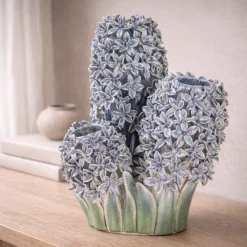 Light en Living Vaas deco 35,5x32x41 cm FLOWER keramiek blauw+groen