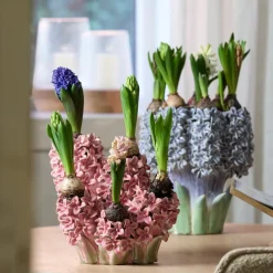 Light en Living Vaas deco 35x21x28 cm FLOWER keramiek roze+groen