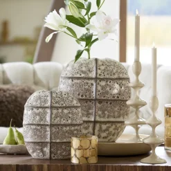 Light en Living Vaas deco 32x16x36 cm MANTU keramiek mat donkerbruin+creme