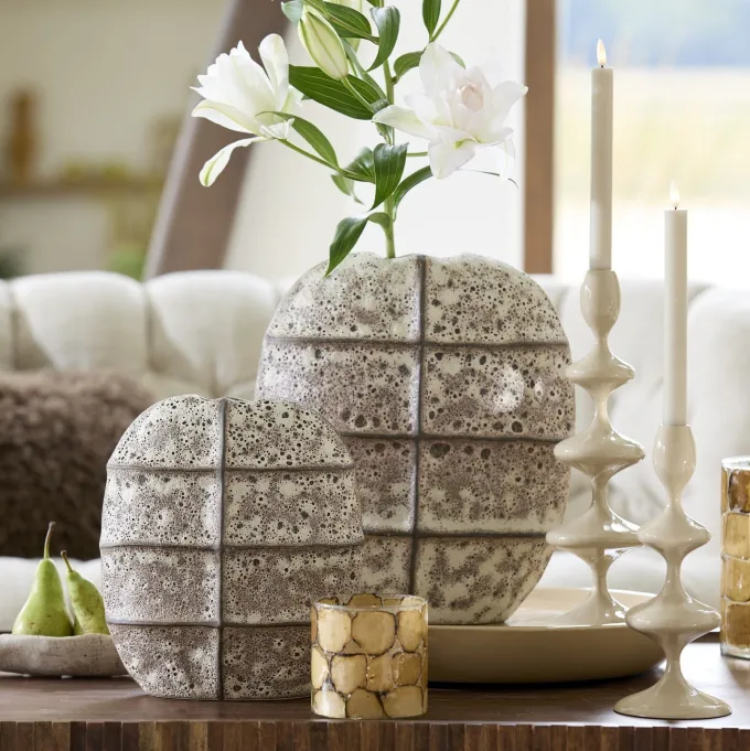 Light en Living Vaas deco 32x16x36 cm MANTU keramiek mat donkerbruin+creme