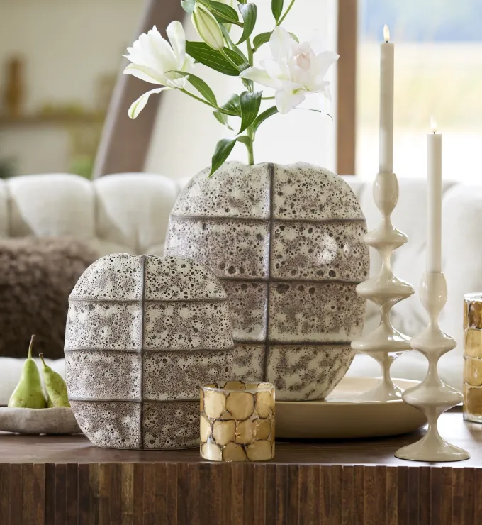 Light en Living Vaas deco 32x16x36 cm MANTU keramiek mat donkerbruin+creme
