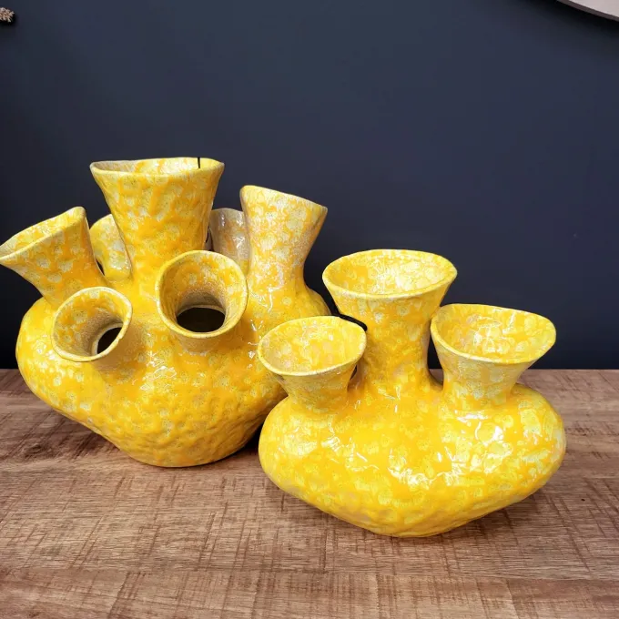 Light en Living Vaas deco 22,5x13,5x20 cm SIAJO keramiek geel-oranje