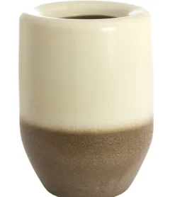Light en Living Vaas / Pot deco Ø48,5x47,5 cm ISAURA keramiek crème + bruin