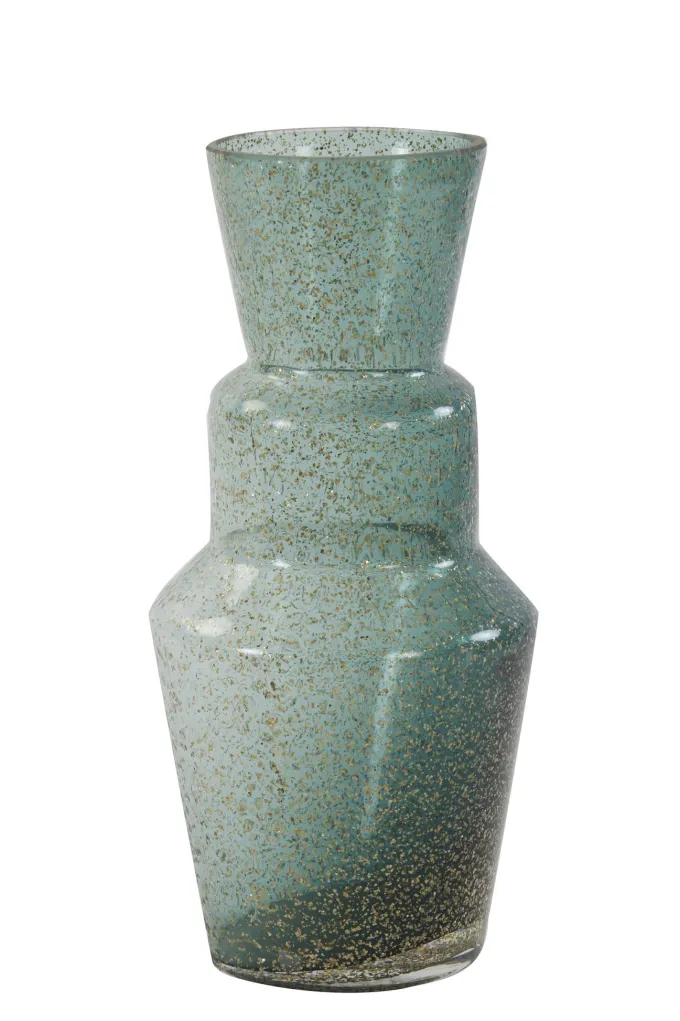 Light en Living Vaas TROSMU glas donker groen-goud Ø14,5x31,5 cm