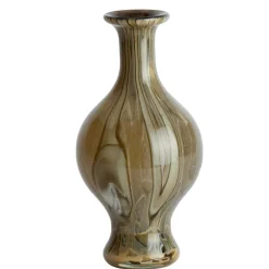 Light en Living Vaas Ø14,5x29,5 cm JORVEN glas taupe + olijfgroen