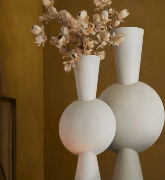 Light en Living Vaas 26x19x54 cm KAVANDU crème