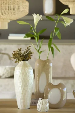 Light en Living Vaas 16x12,5x36,5 cm SYLMA glas beige+crème