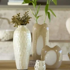 Light en Living Vaas 16x12,5x36,5 cm SYLMA glas beige+crème