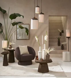 Light en Living Vloerlamp Ø23x159 cm DANIA hout print d bruin+touw crème