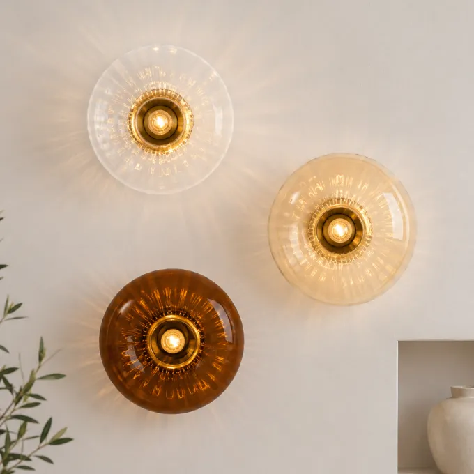 Light en Living Wandlamp Ø30 cm MASHA glas amber+goud