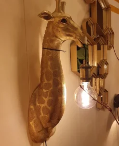 Light en Living Wandlamp Giraffe goud of zwart - Stoere Dierenlamp
