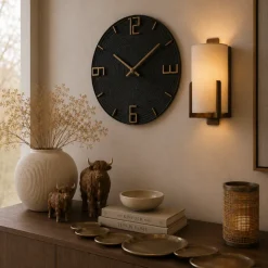 Light en Living Wandlamp 22X18X36 cm Litto donkerbruin+Linnen naturel