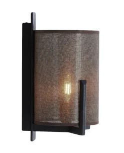 Light en Living Wandlamp 22X18X36 cm Litto zwart+Linnen donkerbruin