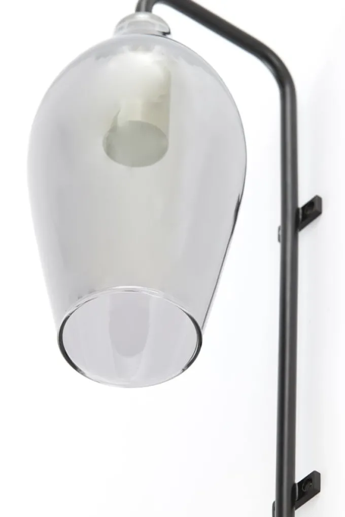 Light en Living Wandlamp 28x20x65 cm LUKARO glas smoke+mat zwart