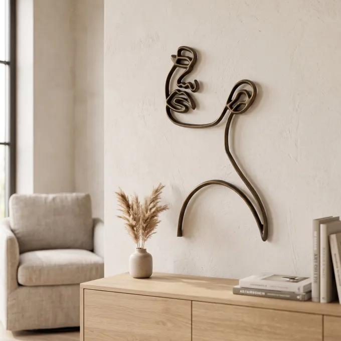Light en Living Wandornament FACE antiek brons - 2 afmetingen