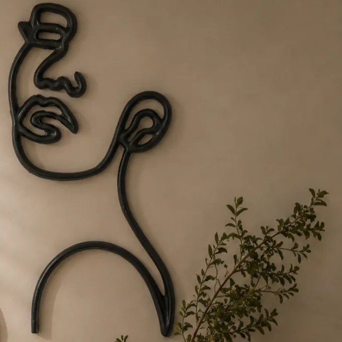 Light en Living Wandornament FACE mat zwart - Verkrijgbaar in 2 maten