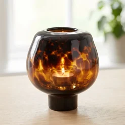 Light en Living Windlicht ELIA Ø21x21 cm van glas in bruin en donkerbruin