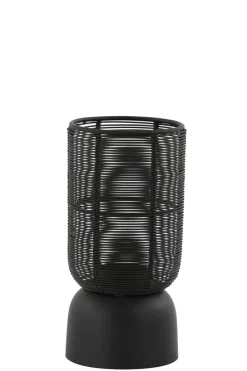 Light en Living Windlicht Lezuza mat zwart - Ø10x21 cm