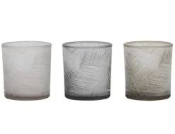 Light en Living Windlicht set van 3 SYLVER Glas Grijs, bruin en beige