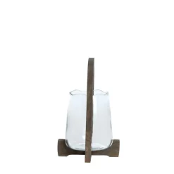 Light en Living Windlicht Ø21,5x35 cm ANOSY glas helder+hout mat d bruin