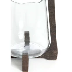 Light en Living Windlicht Ø18x26,5 cm ANOSY glas helder+hout mat d bruin