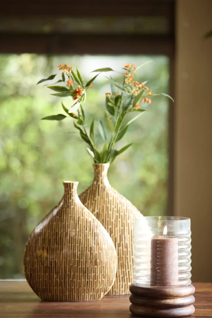 Light en Living Windlicht Ø18x36 cm MALDA mango hout bruin + glas