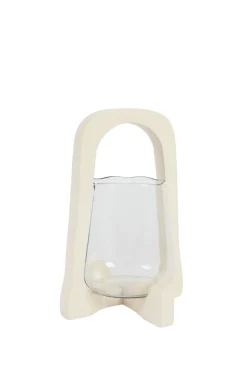 Light en Living Windlicht Ø18x26,5 cm ANOSY glas helder+hout crème
