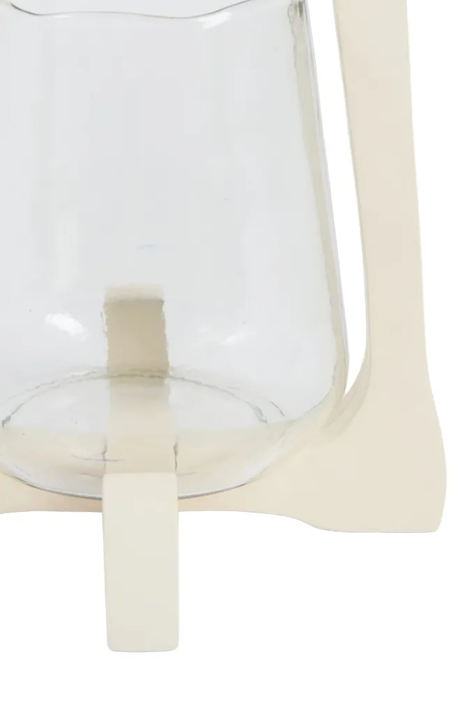 Light en Living Windlicht Ø18x26,5 cm ANOSY glas helder+hout crème
